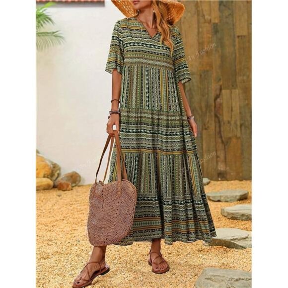 Variété Boutique Dresses & Skirts - Women's V-Neck Long Dress With All-Over Floral Print